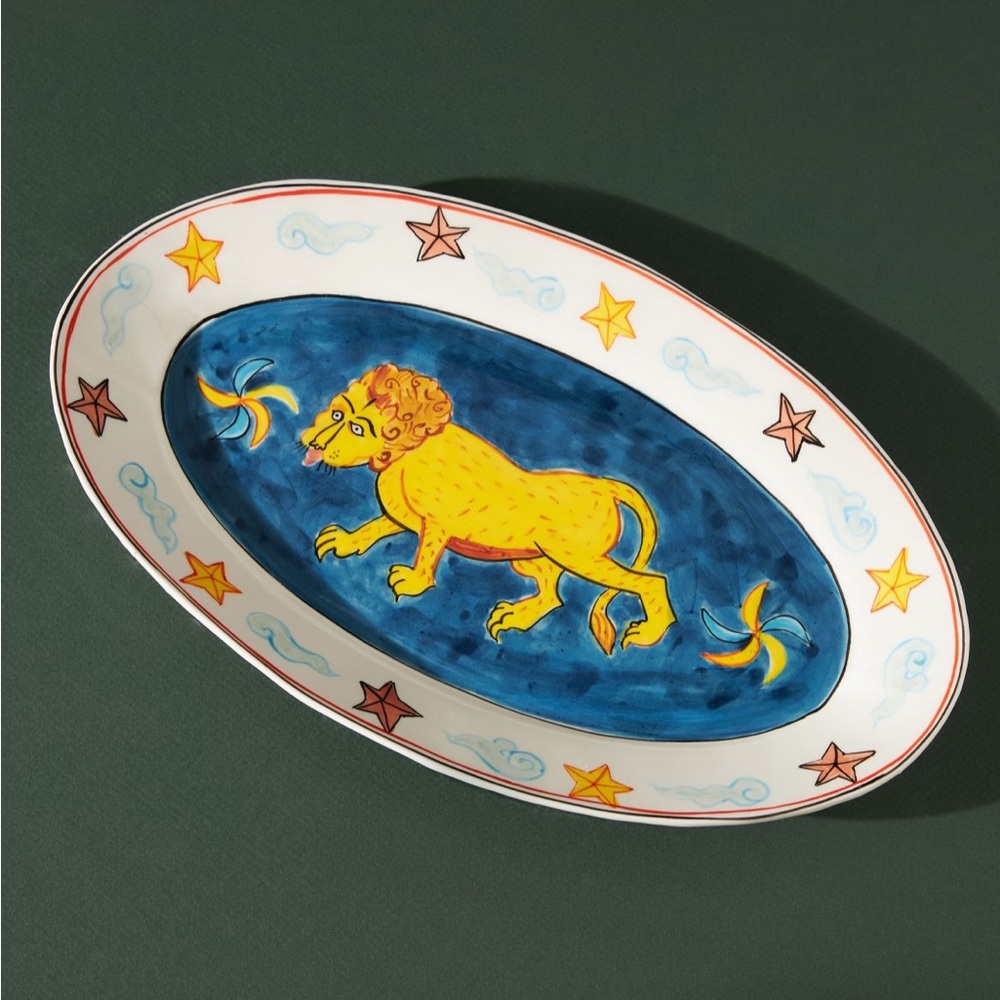 Anthropologie Claudia Rankin Celestial Lion Serving Platter NEW